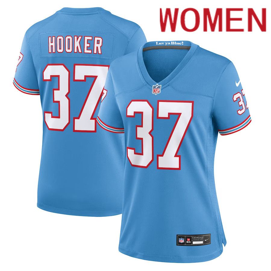 Women Tennessee Titans #37 Amani Hooker Nike Light Blue Oilers Throwback Player Game NFL Jersey